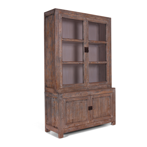 Altholz Vitrine JULI grau-braunes Naturholz