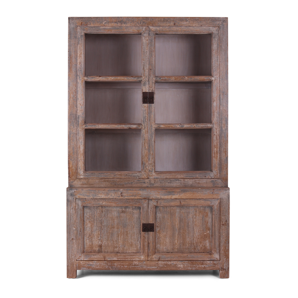 Altholz Vitrine JULI grau-braunes Naturholz