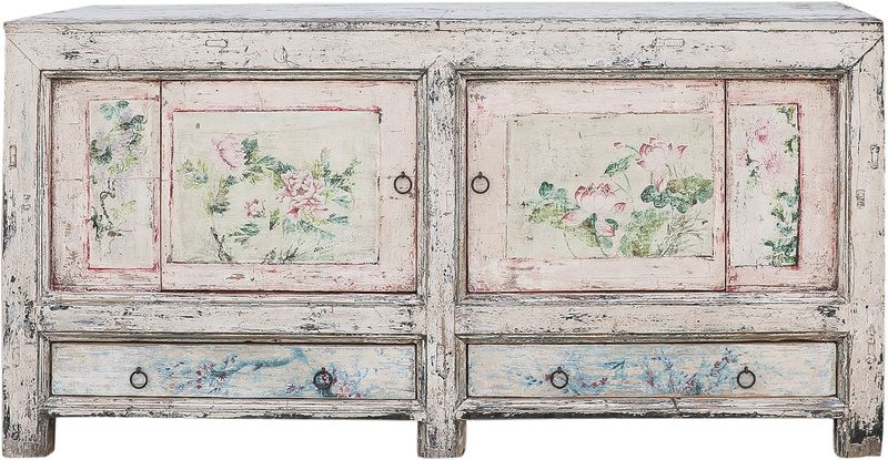 SILA 2, Altes Sideboard weiß mit Schubladen, antikes Unikat