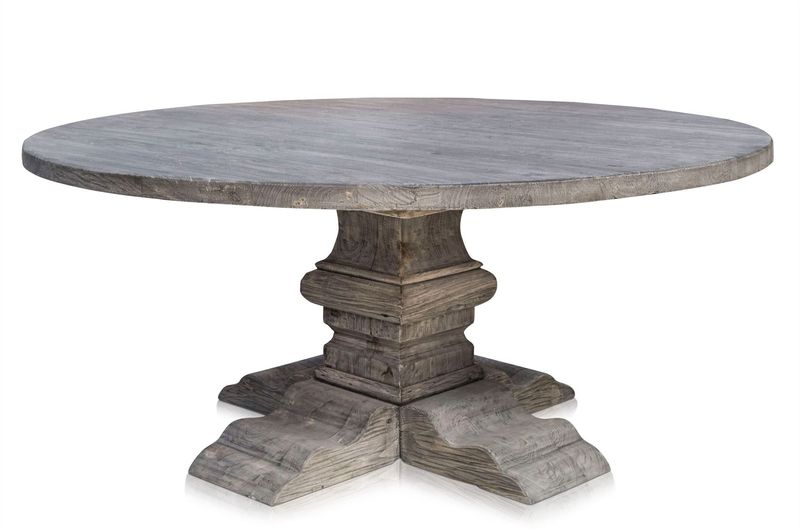 Altholz Esstisch KOLO rund 180 cm grau Landhausstil