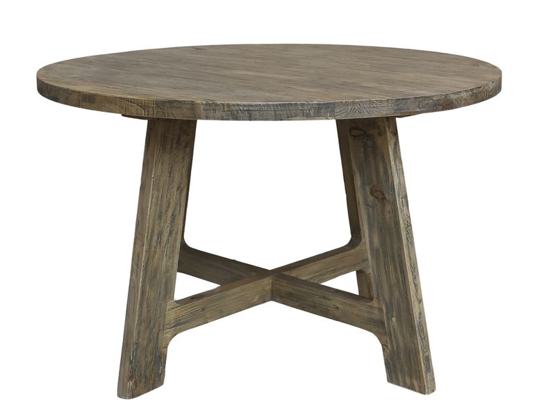 Altholz Esstisch ETTA altes Holz rund 120 cm mit ausgestellten Beinen