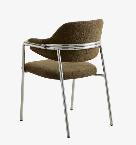 ALVA, Designer Stuhl grün Stoff mit silber Metallgestell