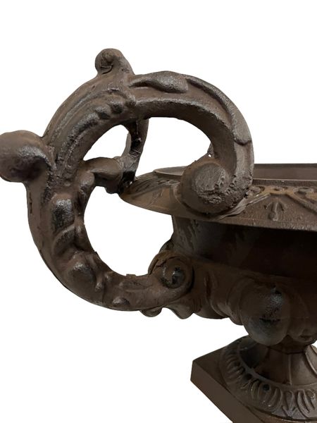Gusseiserne Amphore H 47 cm antik schwarz-braun, Pflanzkübel