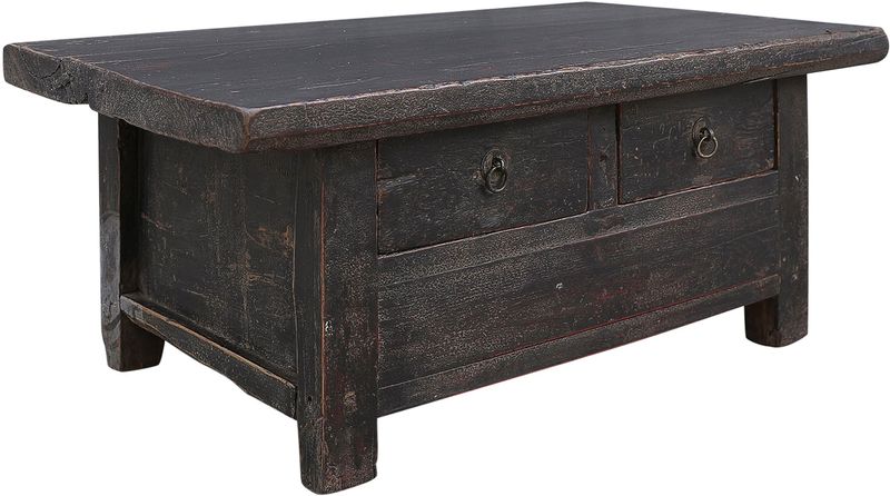 alter Couchtisch schwarz Upcycling 2 Schubladen