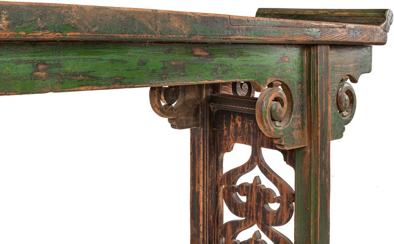 Qing-Konsolentisch antik 150 Jahre alt shabby grün B 270 cm