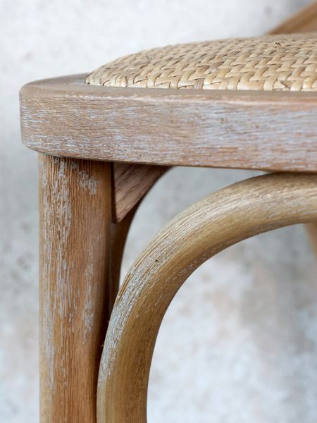 ERI, Landhaus Barhocker geweißtes Holz Kreuzlehne
