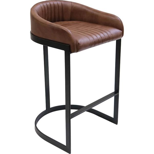 RUBI, Matz-Möbel Barhocker H 92 cm Leder-Metall, Industriedesign Barmöbel