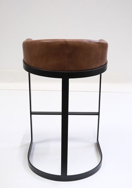 RUBI, Matz-Möbel Barhocker H 92 cm Leder-Metall, Industriedesign Barmöbel