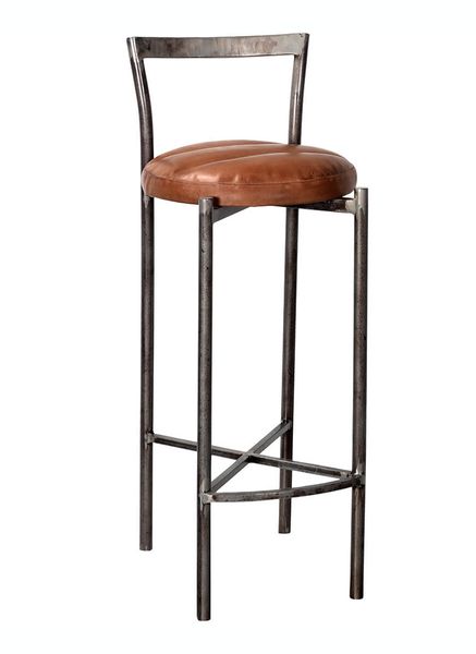 PIT, Barhocker 2 Stück Leder-Metall industrial