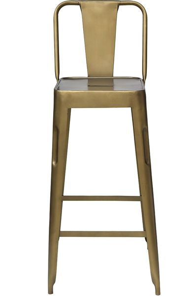 JACK, cooler Barhocker 2 Stück gold antik-Messing mit Rückenlehne