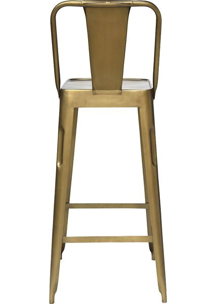 JACK, cooler Barhocker 2 Stück gold antik-Messing mit Rückenlehne