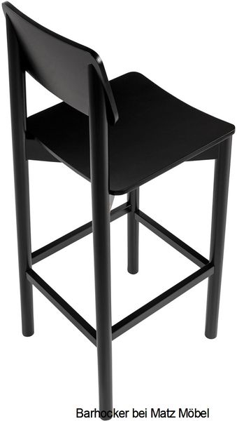 MINA, Barhocker 2 Stück schwarz Holz mit Lehne