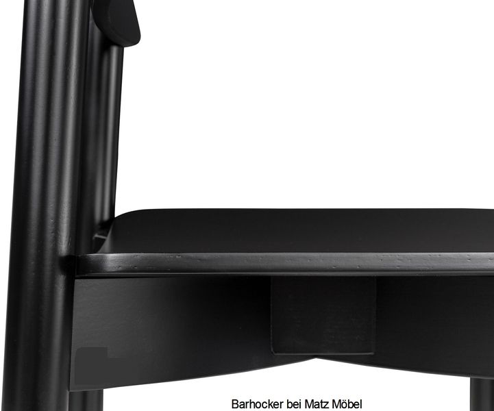 MINA, Barhocker 2 Stück schwarz Holz mit Lehne
