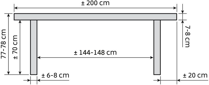 SORA, Baumstamm Esstisch L 200 cm Massivholztisch