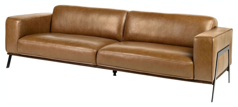 BEA, Designer Ledersofa braun 2,5 Sitzer, schwarze Ledercouch, Designer Sitzmöbel