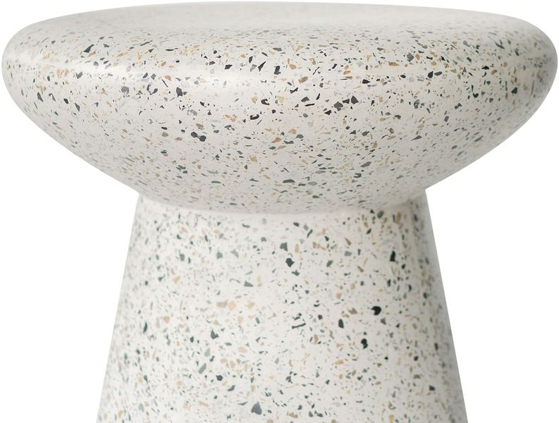 LENE, Designer Beistelltisch rund 50 cm weißer Terrazzo