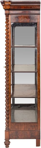 01, Biedermeier Silberschrank, antike Spiegel Vitrine