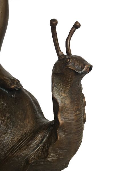 Bronze Brunnen Skulptur "Junge auf Schnecke" H 50 cm