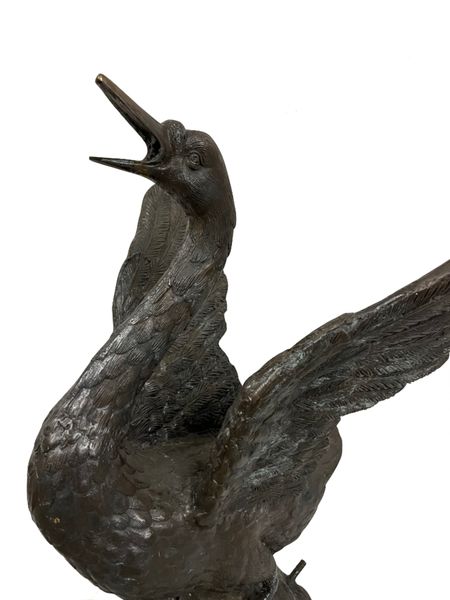 Bronze Gartenbrunnen Skulptur "Schwanen Brunnen" H 66 cm