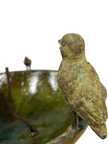 Garten Skulptur Bronze "Lady mit Vogelbad" Art Deco Statue