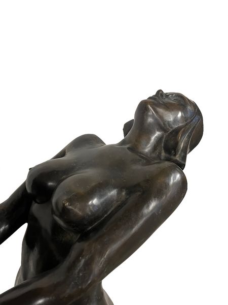 Garten Brunnen Skulptur Bronze Art Deco "Lady mit Vogelbad"