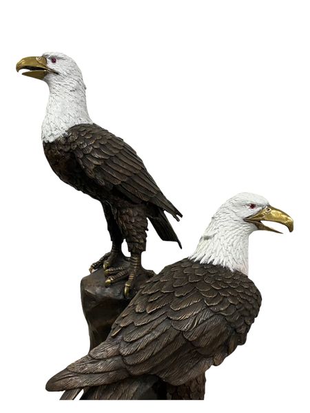 Bronze Skulptur "Zwei Adler im Baum" Weißkopfseeadler Statue