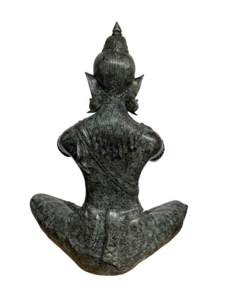 Bronze Skulptur "Flötenspieler-Tempelwächter" H 95 cm