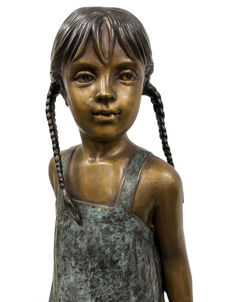Skulptur Bronze "Mädchen auf Hocker" H 110 cm