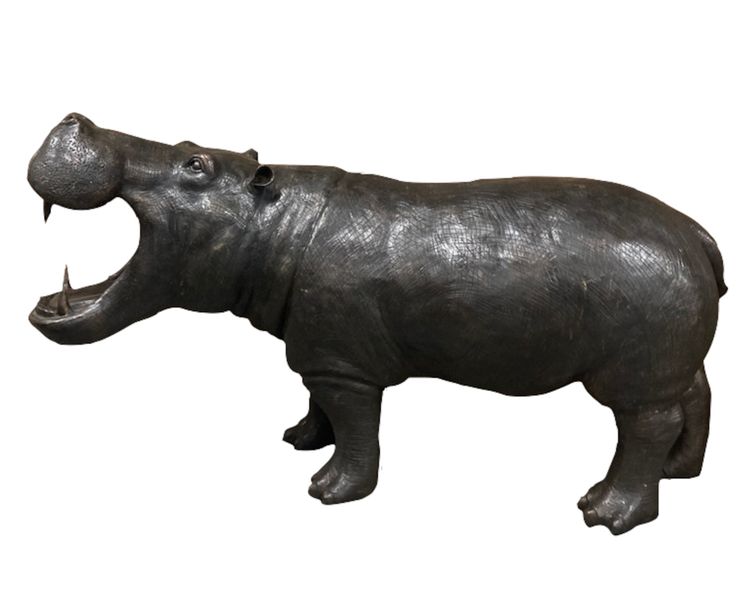 Bronze Skulptur "großes Bronze Nilpferd"  L 240 x H 132 cm