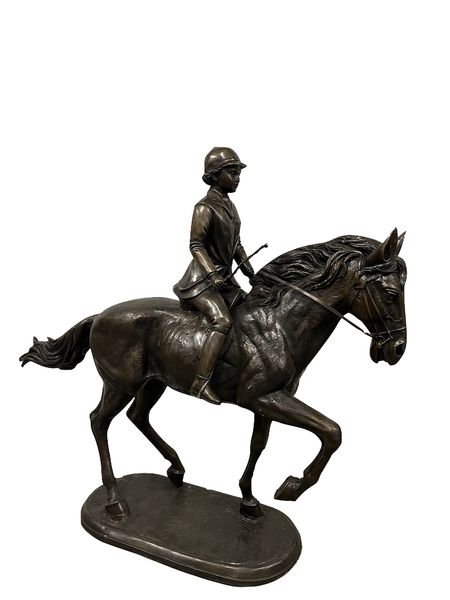 Bronze Skulptur "Jockey mit Pferd", Statue