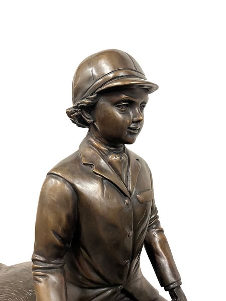 Bronze Skulptur "Jockey mit Pferd", Statue