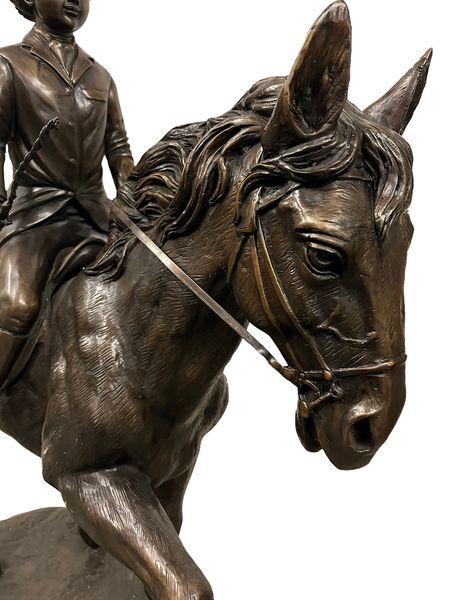 Bronze Skulptur "Jockey mit Pferd", Statue