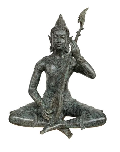 Bronze Skulptur "Lauten Spieler-Tempelwächter" H 95 cm