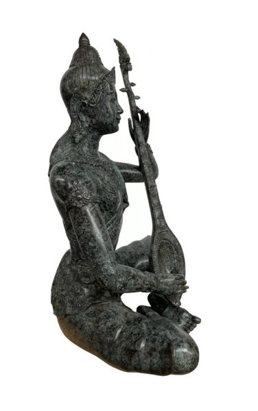 Bronze Skulptur "Lauten Spieler-Tempelwächter" H 95 cm