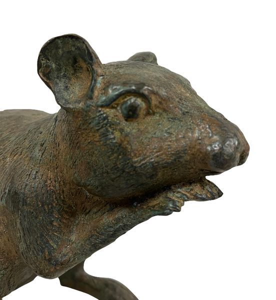 Bronze Skulptur "sitzende Ratte" H 16 cm