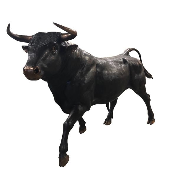 Skulptur Bronze "lebensgroßer Stier" L 330 cm, große Bronze Statue