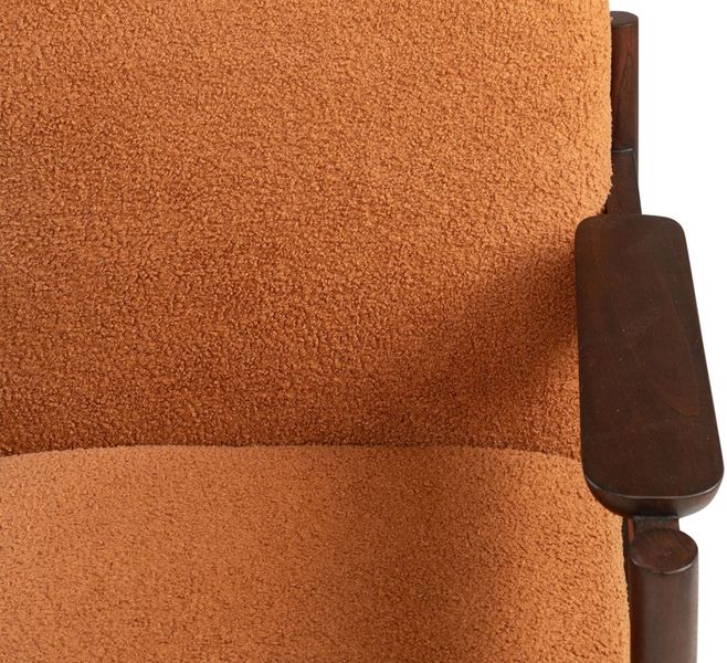 CASA, Designer Esszimmerstuhl terrakotta braun-roter Stoff, Armlehnstuhl