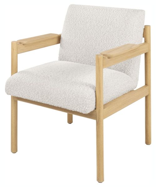 CASA, Designer Esszimmerstuhl natur-weiß Bouclé-Stoff, Armlehnstuhl