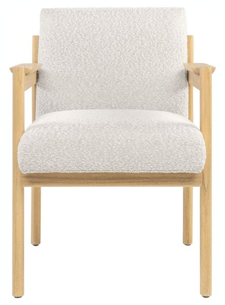 CASA, Designer Esszimmerstuhl natur-weiß Bouclé-Stoff, Armlehnstuhl