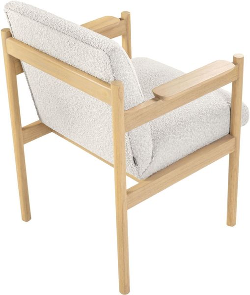 CASA, Designer Esszimmerstuhl natur-weiß Bouclé-Stoff, Armlehnstuhl