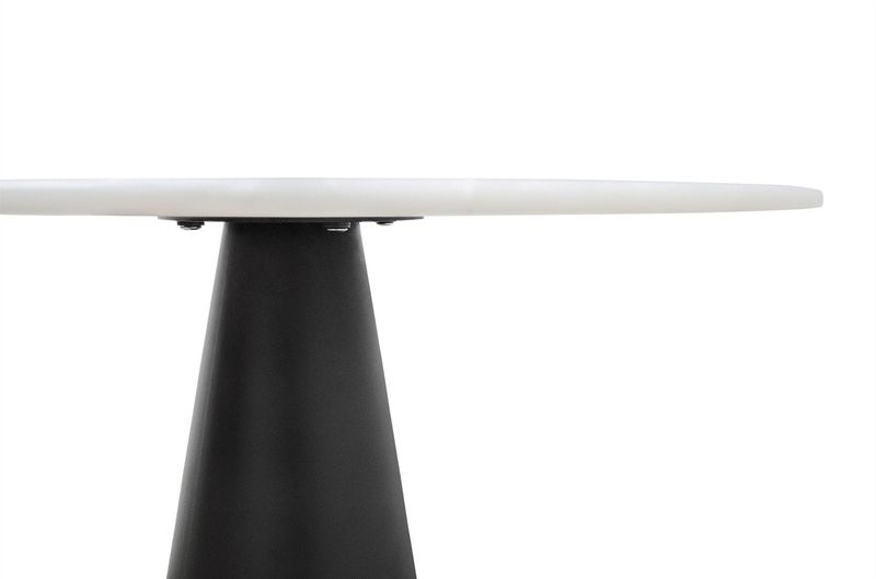 CONE, Marmor Esstisch weiß rund 80 cm mit Stahl-Kegelfuß