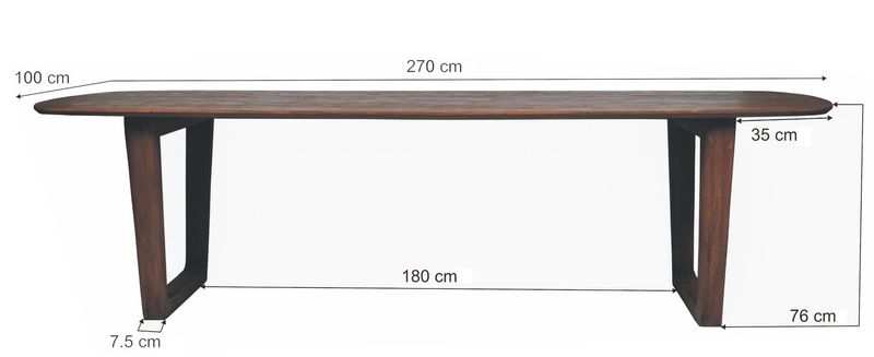 CORA, Designer Esstisch 270*100 cm dunkelbraun Holz