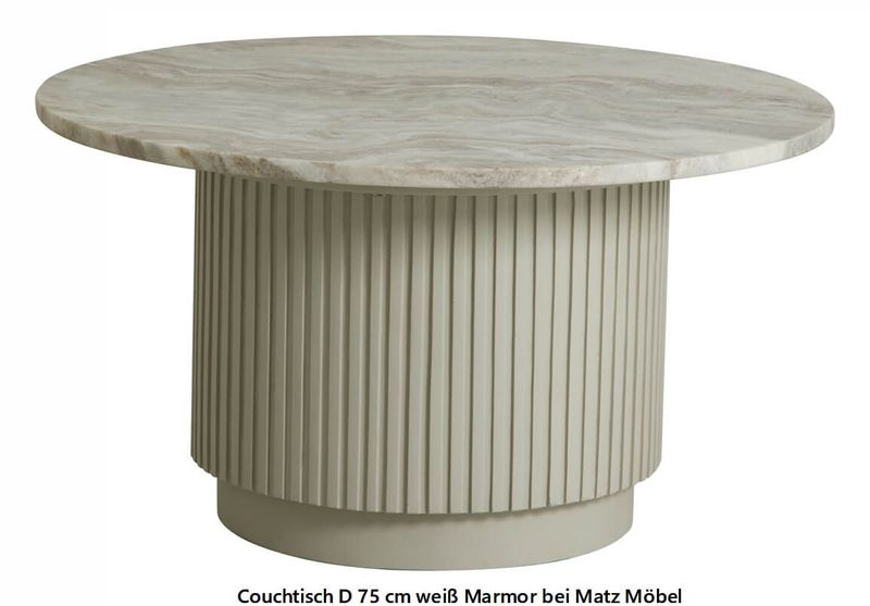 Couchtisch ARI, rund weiß Marmor 75 cm, Marmortisch