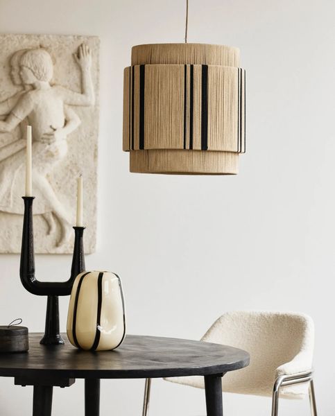 VINA, Deckenlampe beige-schwarz rund D 40 cm