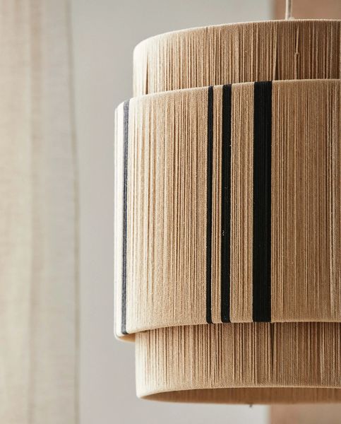 VINA, Deckenlampe beige-schwarz rund D 40 cm