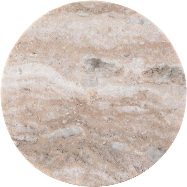 HAJA, Marmor Beistelltisch beige-grau rund 30,5 cm, Designer Marmor Hocker