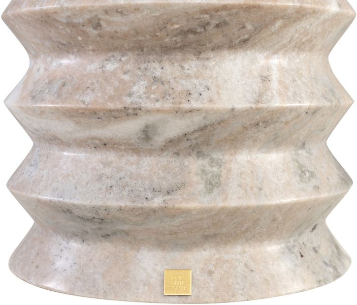 HAJA, Marmor Beistelltisch beige-grau rund 30,5 cm, Designer Marmor Hocker