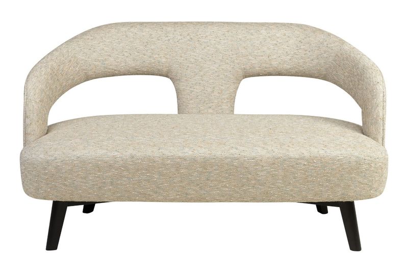 MERCI, Designer Sofa beige Fischgrät-Stoff