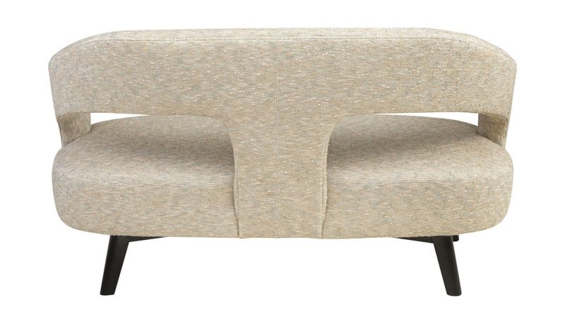 MERCI, Designer Sofa beige Fischgrät-Stoff