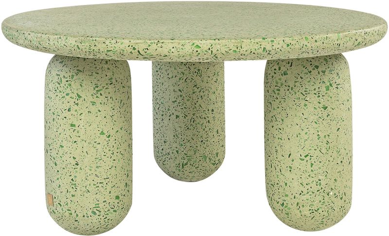 LENE, Designer Couchtisch rund 80 cm grün Terrazzo